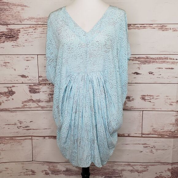 Rachel Zoe Gilles Pleated Caftan Dress Size Small Light Blue - Picture 1 of 7